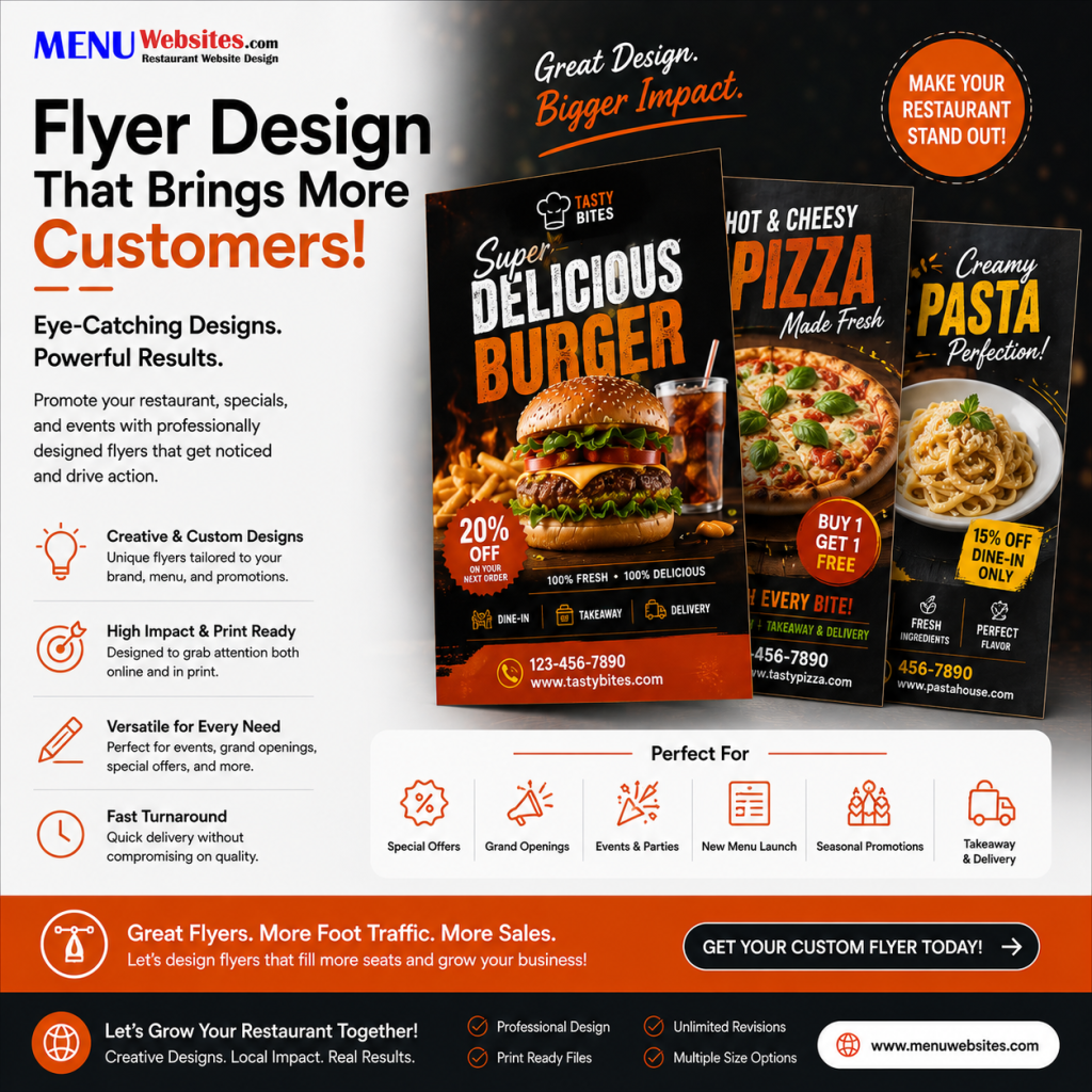 Flyer Design Service for restaurants by MenuWebsites.com