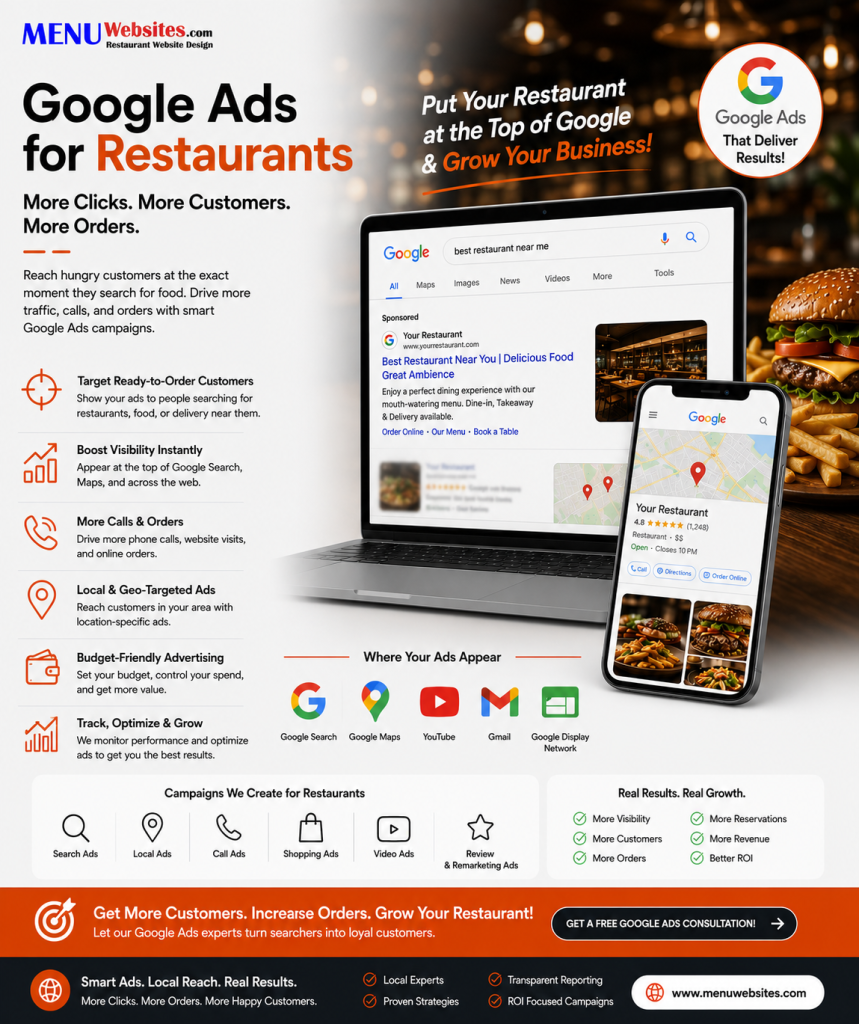 Google Ads for Restaurants for restaurants by MenuWebsites.com