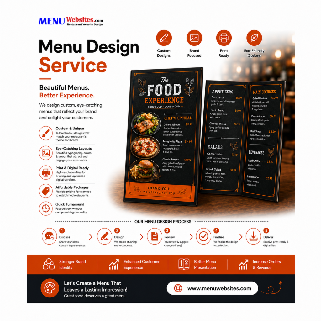 Menu Design Service for restaurants by MenuWebsites.com